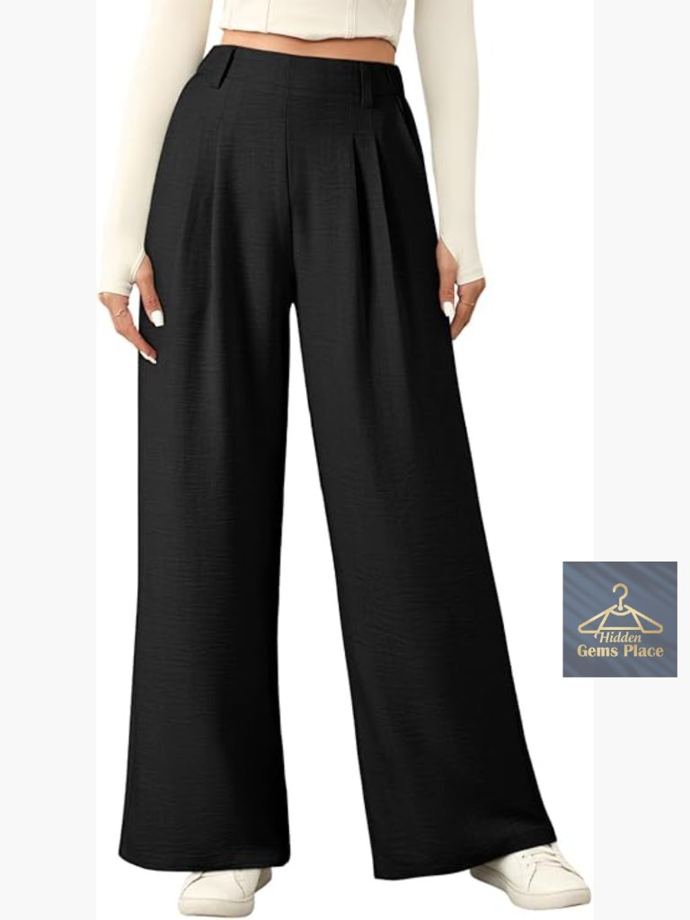 Wide Leg Palazzo Pants High Waisted Business Casual Trousers With Pockets